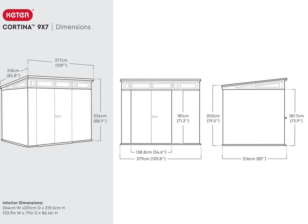 Cobertizo de Jardin Keter Cortina 9x7 Gris 2.79m x 2.18m x 2.26m