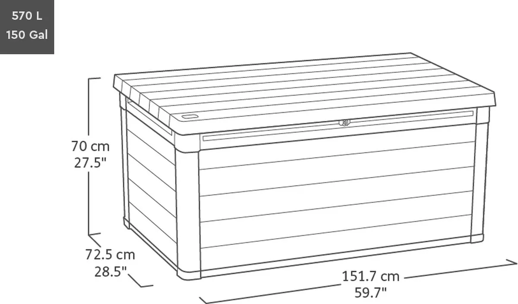 Baul de Almacenamiento Exterior Keter Cortina 570L Gris