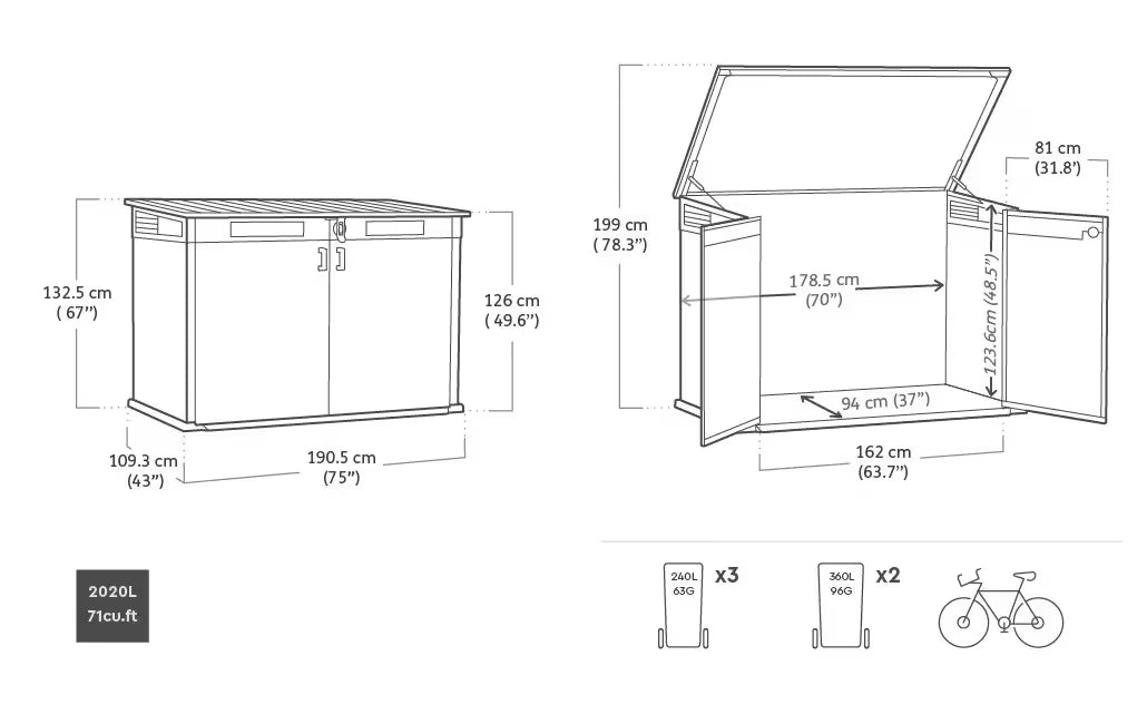 Cobertizo Horizontal Keter Signature 2020L Nogal