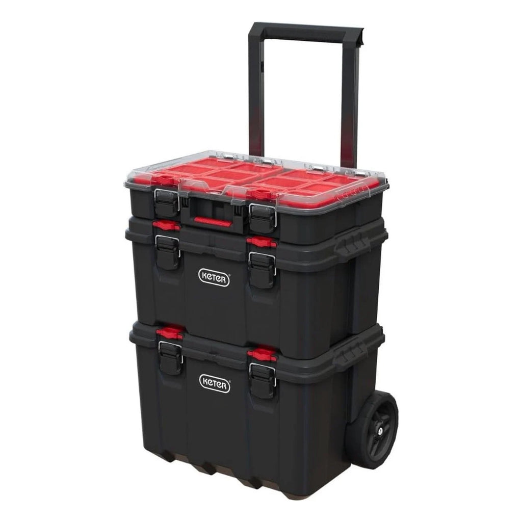 Carro de Herramientas Keter Stack-N-Roll – Caja y Organizador, 3 Piezas