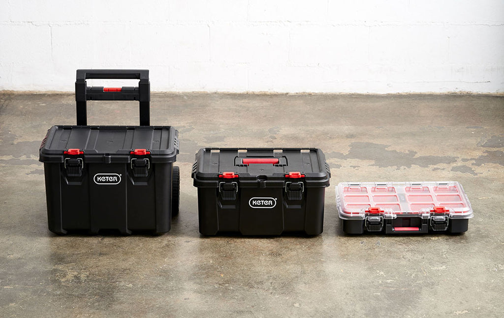 Carro de Herramientas Keter Stack-N-Roll – Caja y Organizador, 3 Piezas
