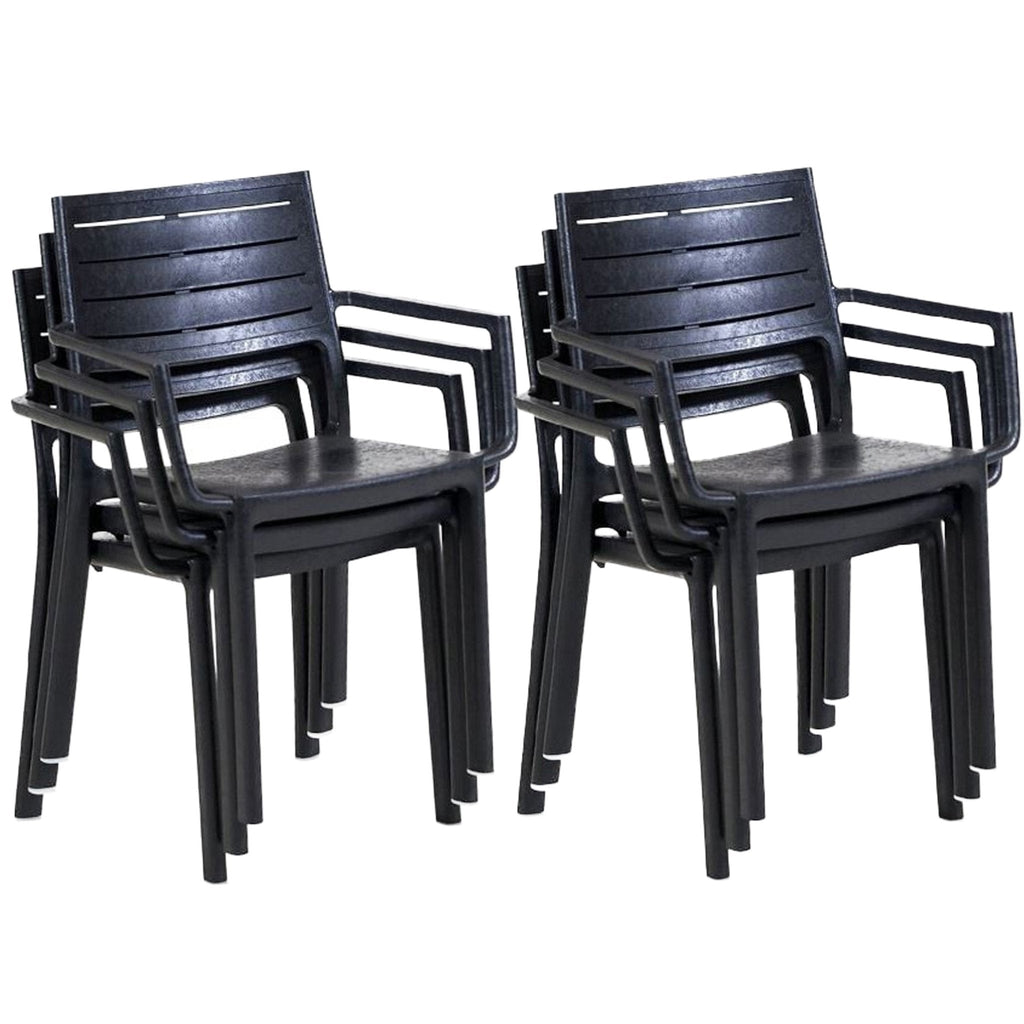 Silla Metaline Negro en ambiente exterior
