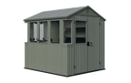 Cobertizo de jardineria Keter Darwin 6x8 verde con ventanas abatibles
