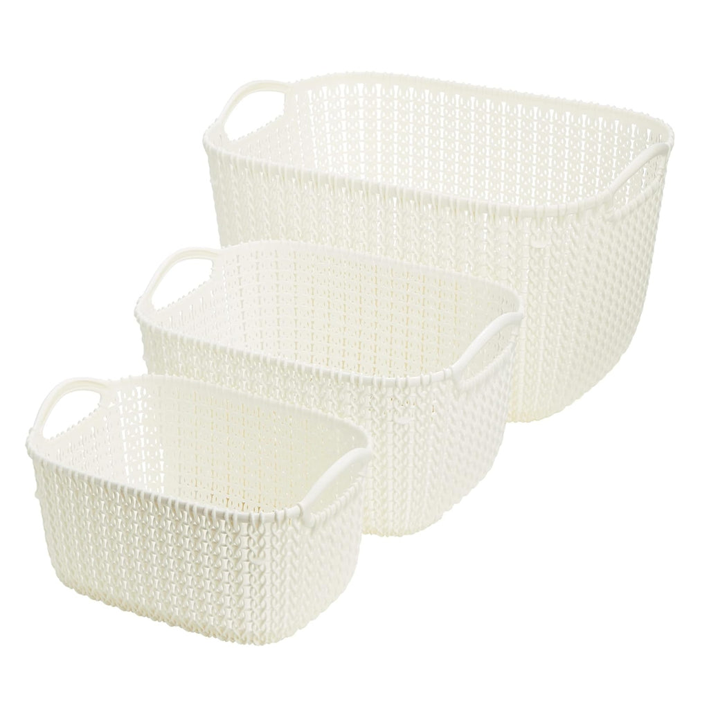 Set 3 Canastas Knit Blanco