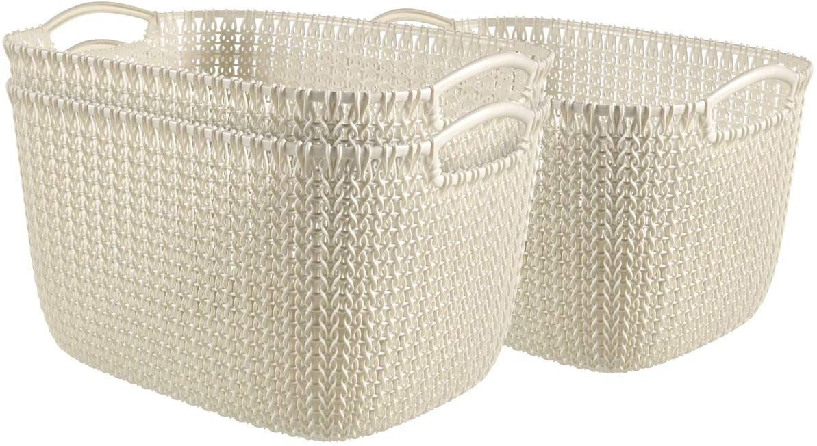 Set 3 Canastas Knit Blanco