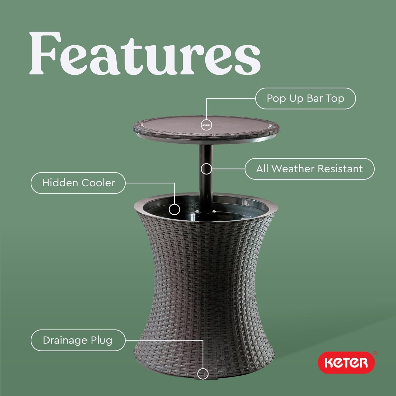 Mesa Enfriadora para Jardin de Rattan sintetico