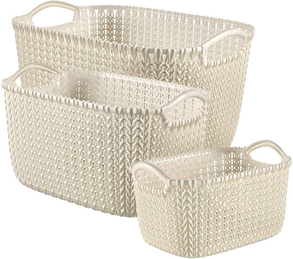 Set 3 Canastas Knit Blanco