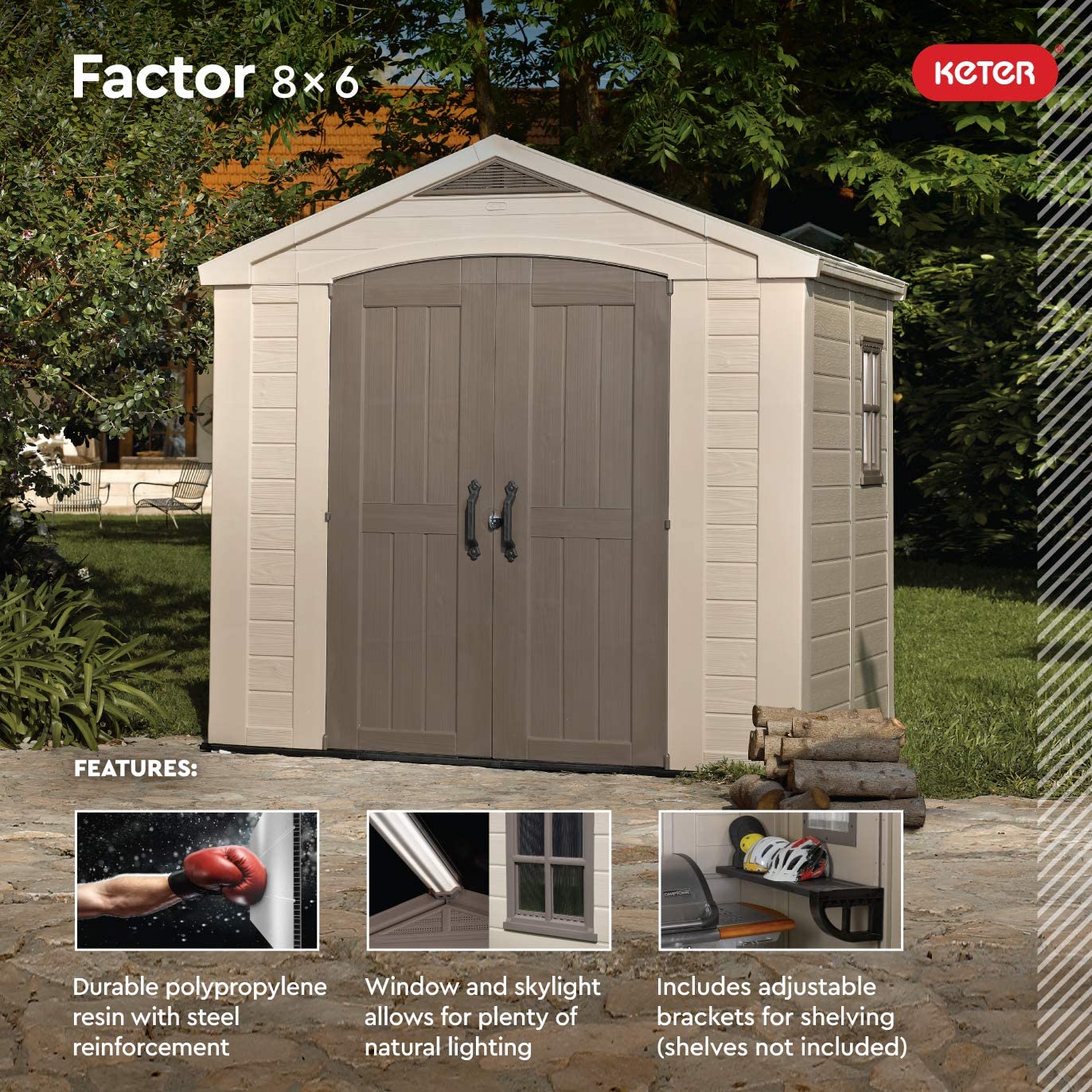 Cobertizo Factor 6x8 Almacenamiento para Jardin