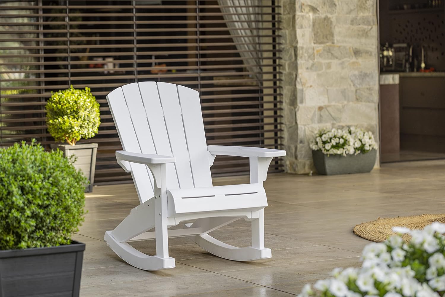 Silla de Jardin Mecedora Adirondack Blanco
