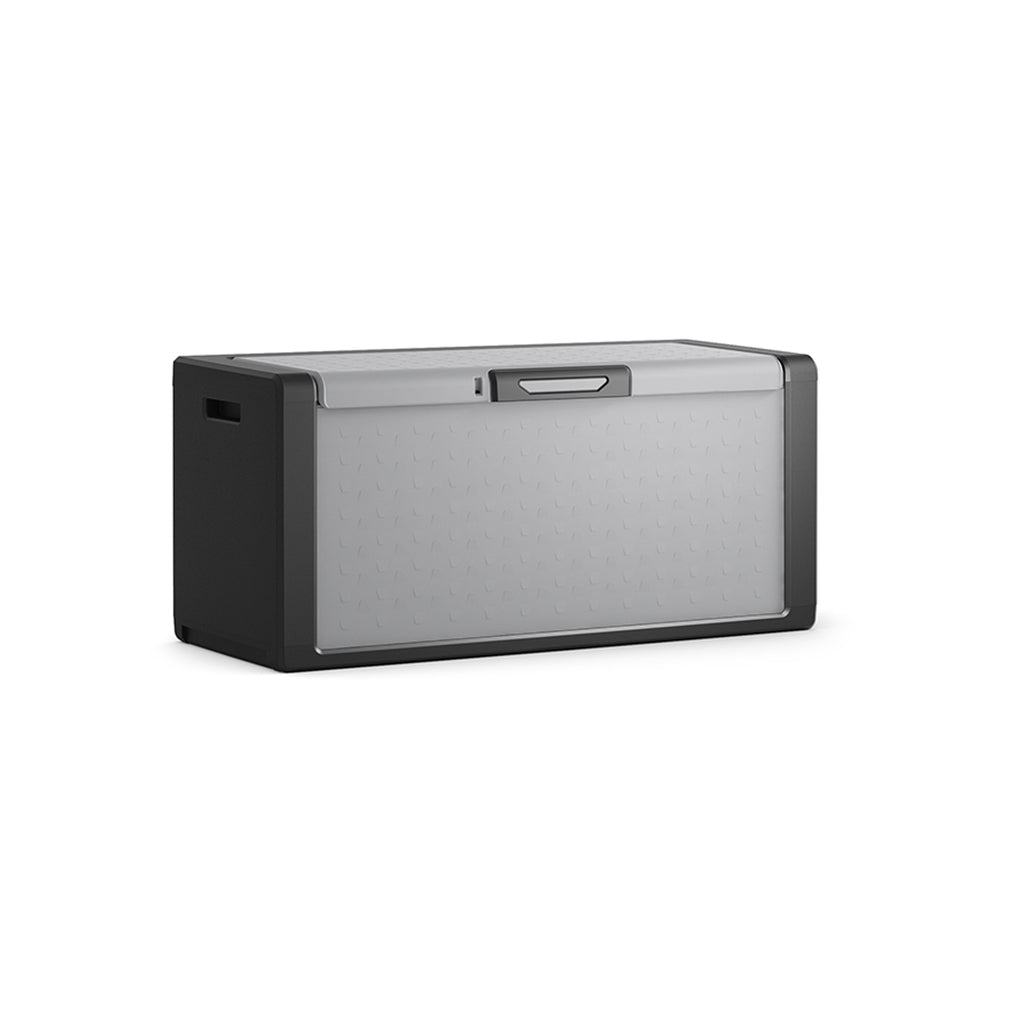 Baul de almacenamiento exterior Keter Titan negro con gris, cerrado