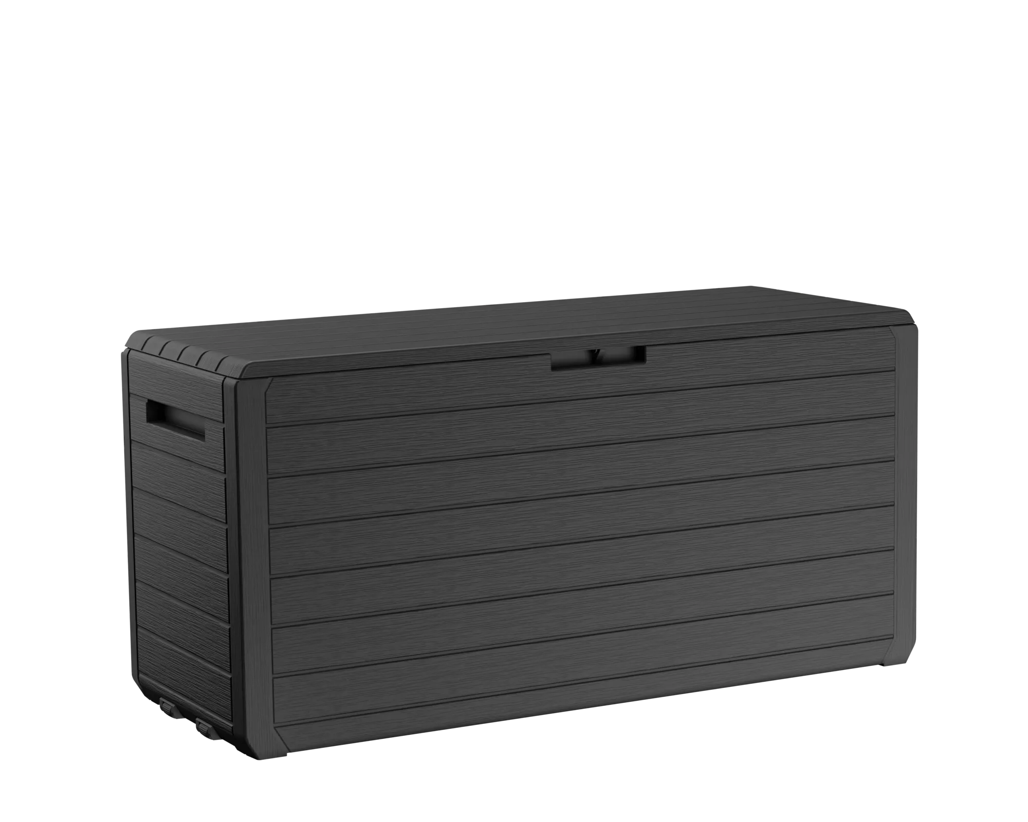 Baul de almacenamiento exterior Keter Atlas grafito con acabado tipo madera
