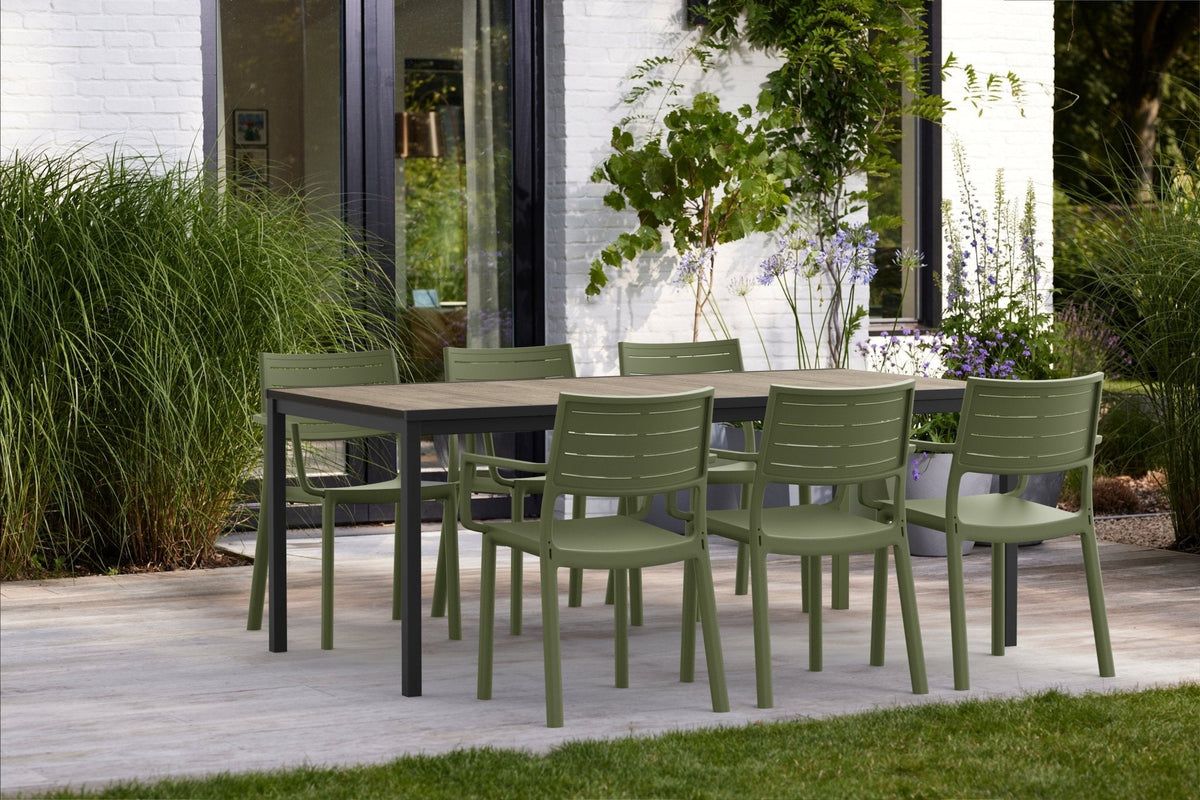 Silla Metaline Verde con mesa Porto