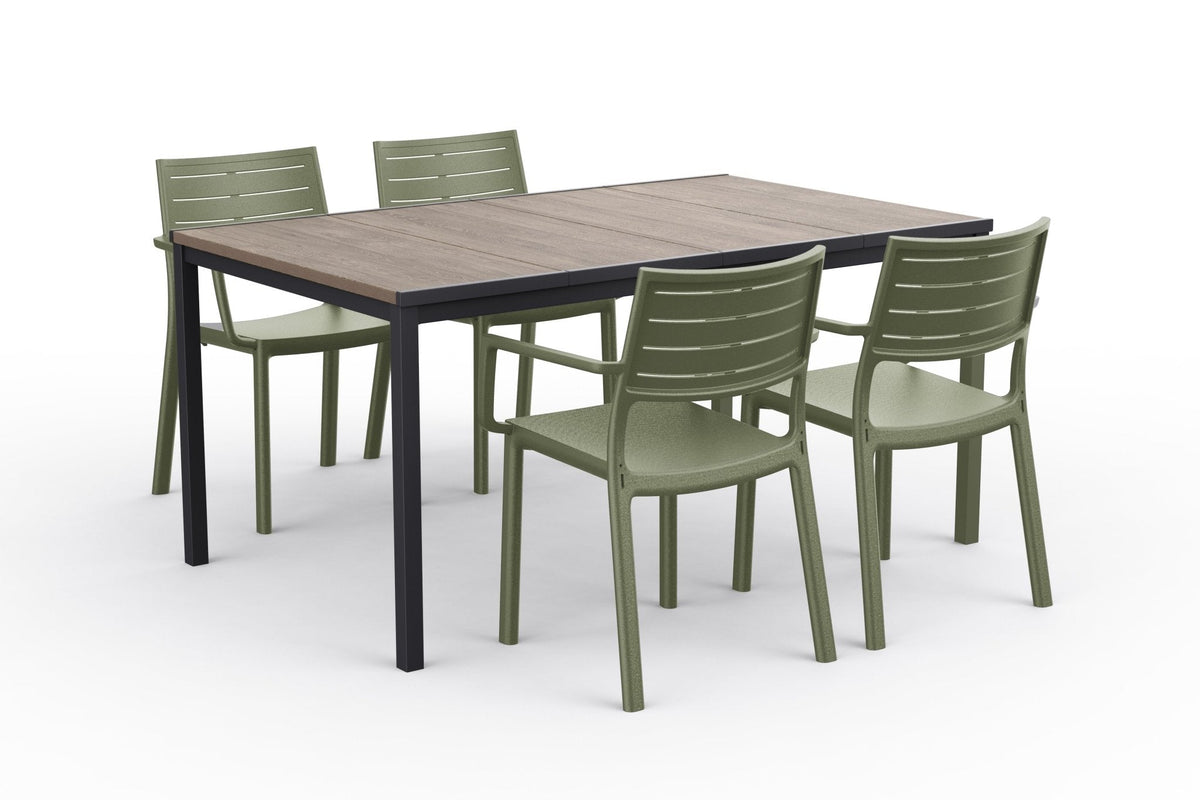 Silla Metaline Verde con mesa Porto