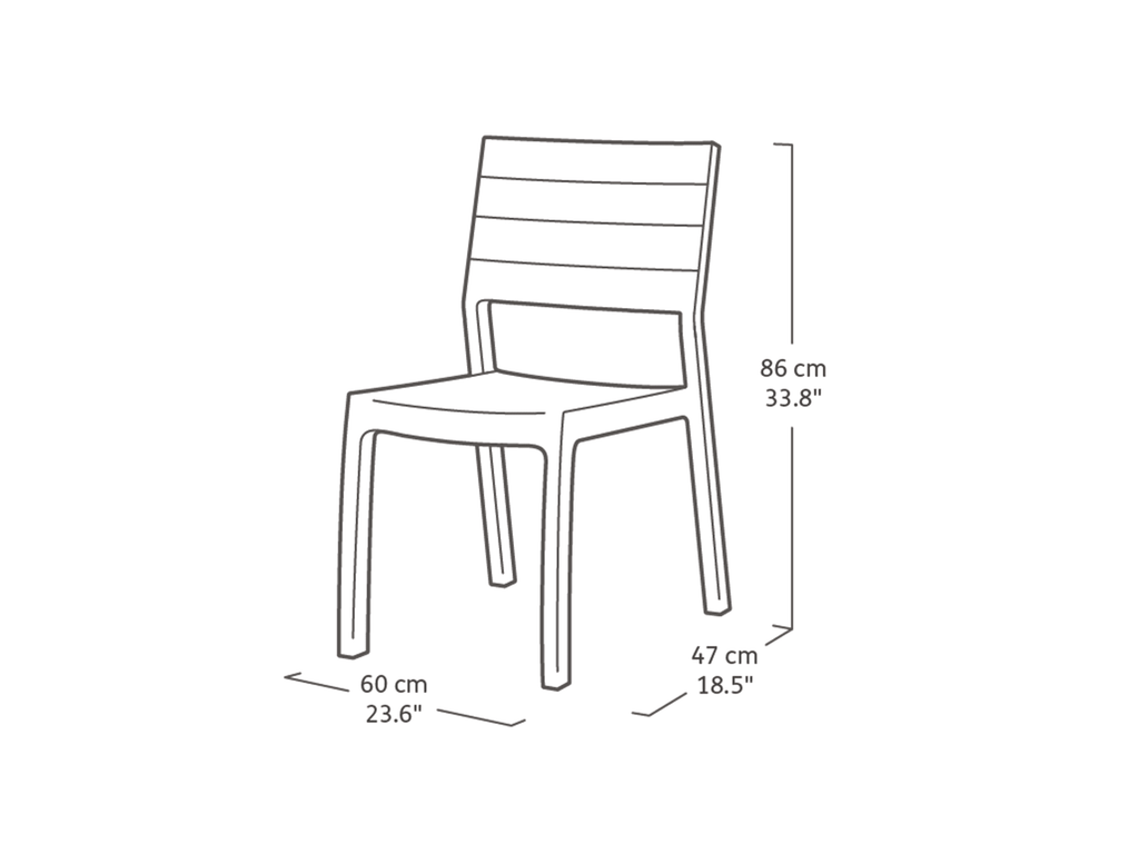 Medidas de la silla Keter Harmony sin descansabrazos: 60 x 47 x 86 cm