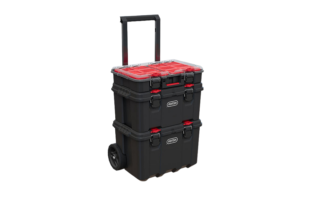 Carro de Herramientas Keter Stack-N-Roll – Caja y Organizador, 3 Piezas