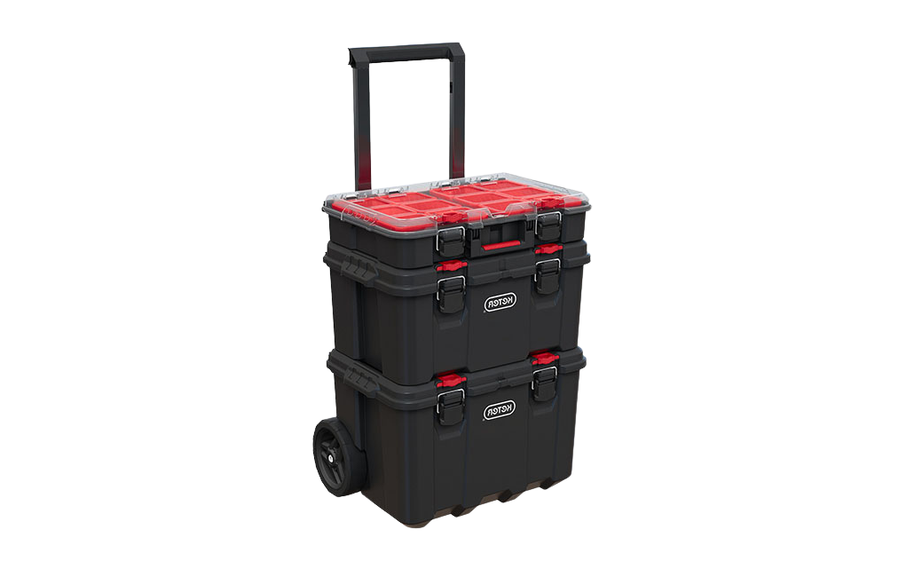 Carro de Herramientas Keter Stack-N-Roll – Caja y Organizador, 3 Piezas